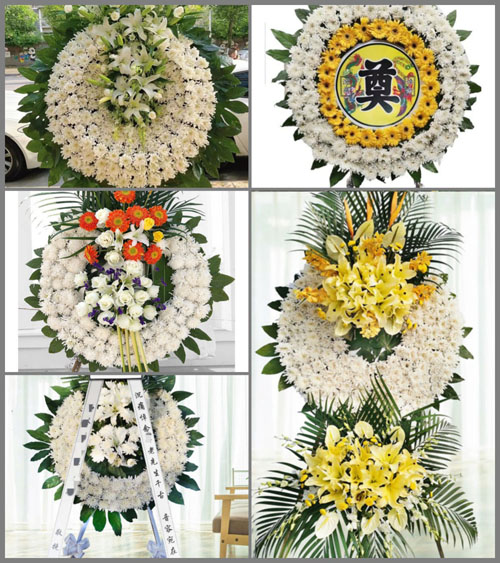 四川成都彭州市磁峰镇蟠龙村花圈速递